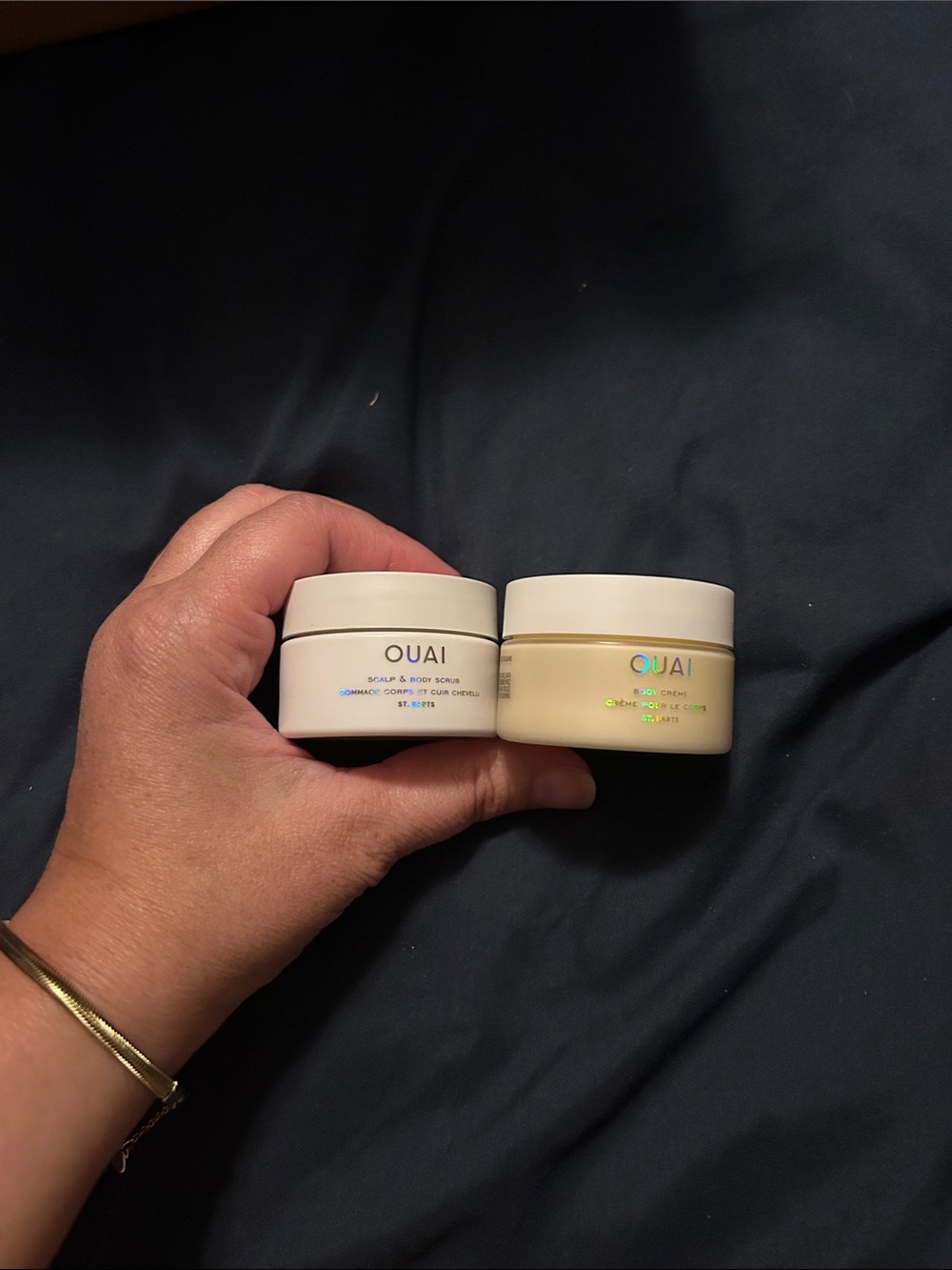 OUAI Scalp & Body Scrub Set - White and Cream Jars
